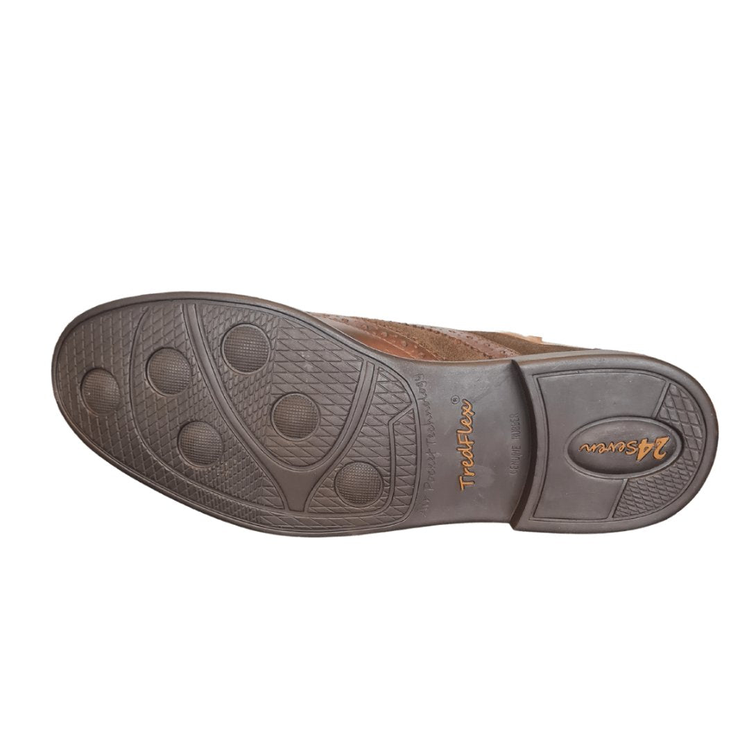 Tredflex Leather with textile brogues (Brown/Khaki)