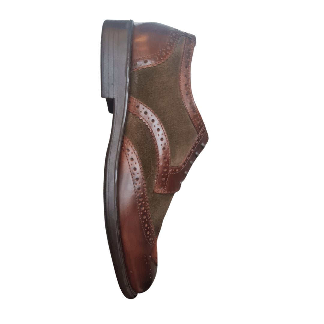 Tredflex Leather with textile brogues (Brown/Khaki)