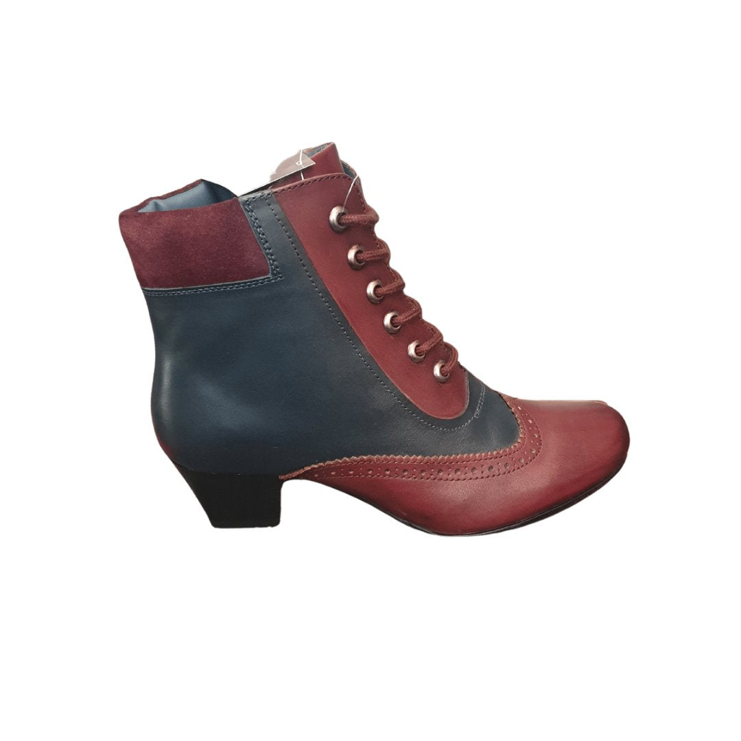 Women's Zip Up Ankle Boot (Burgundy/Navy)