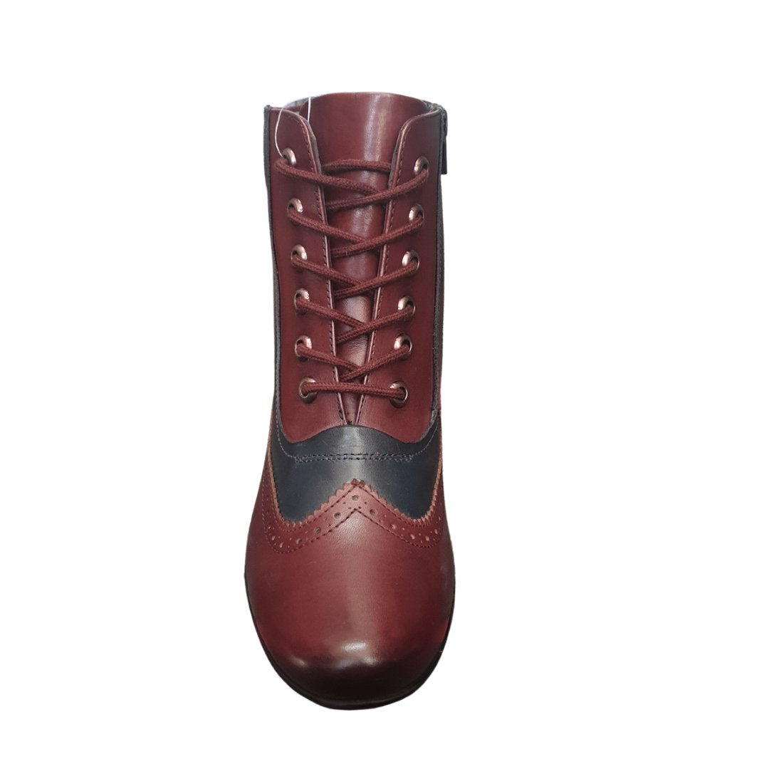 Women's Zip Up Ankle Boot (Burgundy/Navy)