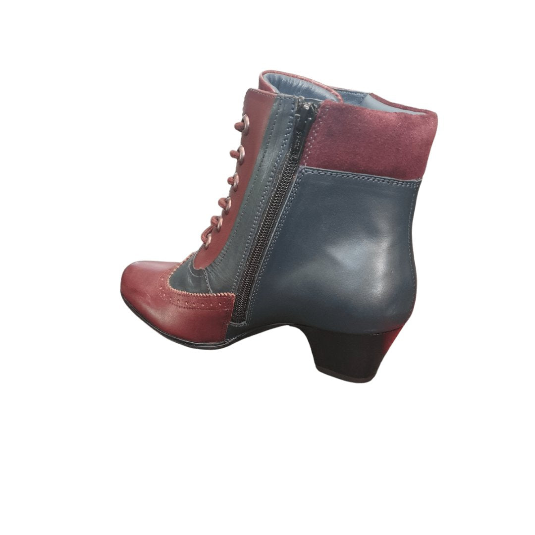 Women's Zip Up Ankle Boot (Burgundy/Navy)