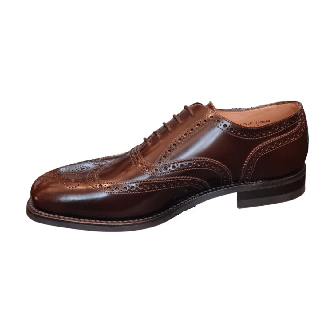 Loakes 302 Brogue Oxford polished leather (Dark Brown)