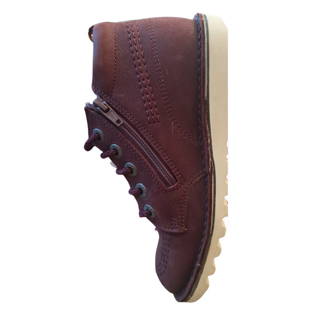 Kickers kids high top zip/lace (Burgundy)