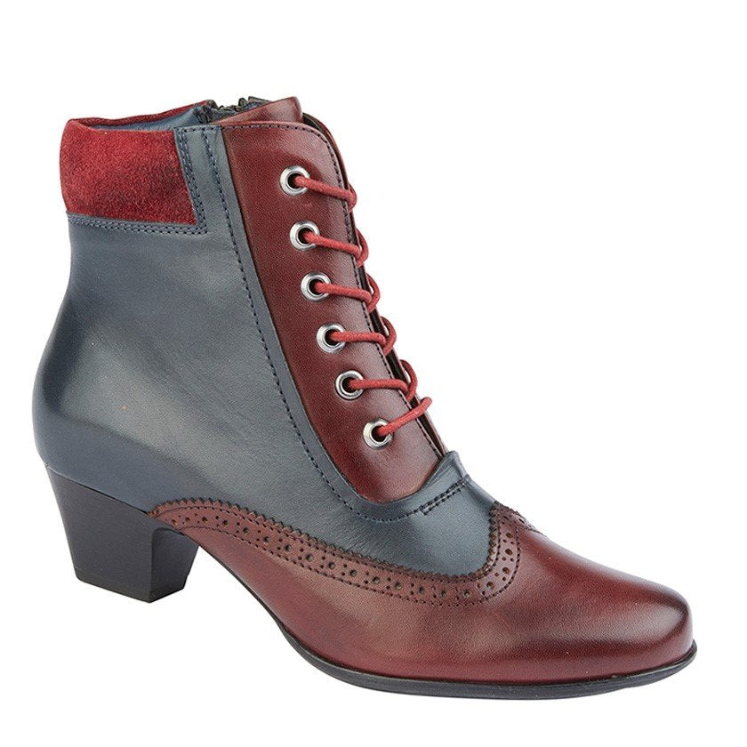 Women's Zip Up Ankle Boot (Burgundy/Navy)